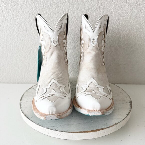 Lane CHASE THE WIND Womens Cowboy Bootie 12 Western Short White Cowgirl Boots - Picture 5 of 11